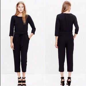 Madewell Black 3/4 Length Sloan Jumpsuit Tie Waist